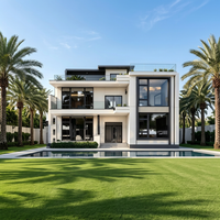 Maisons préfabriquées de luxe à toit plat en acier léger, 3 chambres, villas modernes, hôtels, prêtes à l'emploi pour l'extérieur, construction rapide