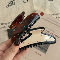Barrettes à cheveux en acétate géométriques colorées incrustées de strass, grandes pinces à cheveux unies effet écaille de tortue pour la vente en gros
