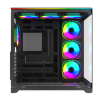 Boîtier PC Tour Complète Blanc avec Panneau Latéral en Verre LCD, Refroidissement ATX pour Gaming, Vue Panoramique