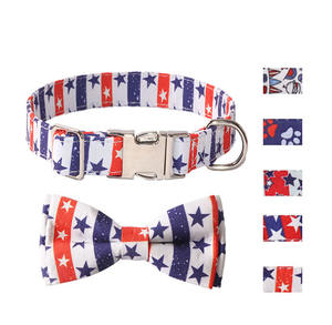 <span class=keywords><strong>Collar</strong></span> de perro mascota personalizado al por mayor, Bandera de EE. UU., Día Independencia DE LA, hebilla de Metal de lujo, pajarita ajustable, <span class=keywords><strong>Collar</strong></span> de perro mascota - Product Image 2