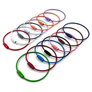 Bán buôn các loại sơn màu sắc Móc Chìa Khóa cáp vòng thép không gỉ Rope Wire Ring cho treo hành lý thẻ Twist vòng chìa khóa - Product Image 1