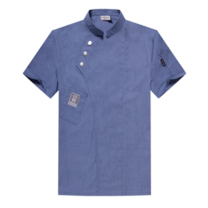 Veste de chef moderne pour la restauration rapide, à fermeture rapide, manches courtes, pour homme et femme, pour le travail dans les restaurants, uniforme - Product Image 2
