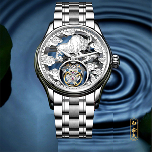 Montre pour homme personnalisable en or 3D avec diamants véritables, saphir synthétique et tourbillon - Product Image 5