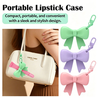 Support de Rouge à Lèvres et Brillant à Lèvres en Silicone Portable, Étui de Transport pour Baume à Lèvres et Brillant à Lèvres, Pendentif de Sac Porte-clés Nœud, Accessoires de Mode et Breloques