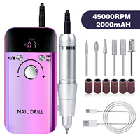Lima de Uñas Eléctrica de Alta Velocidad de Nuevo Tipo, 45000 rpm, Recargable, Inalámbrica, Portátil, para el Hogar y Salón