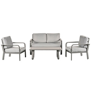 ชุดโซฟาสนทนาในสวนกลางแจ้ง4ชิ้นชุดโซฟาโลหะอลูมิเนียมหรูหราพร้อมโต๊ะกาแฟ - Product Image 2
