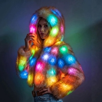 Manteau court en fausse fourrure LED Richshining pour femme, lumineux et coloré, idéal pour cosplay, soirées, bars et spectacles de danse