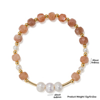 Bracelet Élastique Créatif Plaqué Or Minimaliste avec Perles de Pierre Précieuse Facettées et Perles de Pierre de Soleil