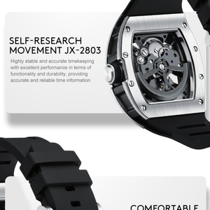 Hot Selling 2025 Hollow Out Automatic <b>Watch</b> Sports Barrel Shaped Mechanical Movement Silicone Strap 5 ATM Waterproof Men <b>Watches</b> - Product Image 2