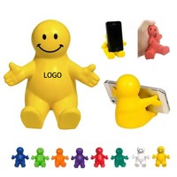 Support de téléphone 2-en-1 promotionnel en forme de sourire mignon, jouet anti-stress souple et personnalisable en couleurs pour le bureau, la maison, les cadeaux de bienvenue