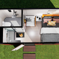 Cabine de vie modulaire isolée robuste en imitation bois, bureau mobile haut de gamme, mini-maison pour le télétravail et la vie en nomade
