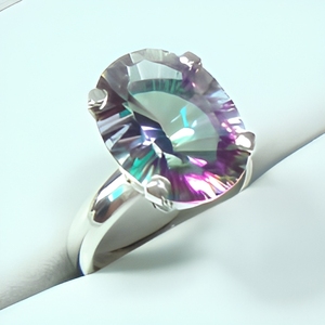 Classic Rainbow Mystic Topaz 925 Sterling Silver <b>Ring</b> Prong Setting Handmade Jewelry Multicolor Gemstone <b>Statement</b> <b>Ring</b> - Product Image 1