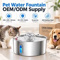 Fontaine à eau pour animaux de compagnie avec certification CE FCC RoHS IPX5, compatible OEM ODM, pour chat et chien, usage domestique, bec verseur en forme de fleur, triple filtration
