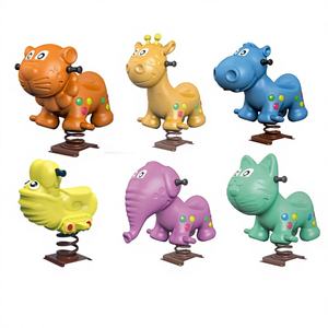 Cavallo a dondolo in plastica per esterni, a forma di animale da fattoria, singolo, stile cartone animato, per asili e parchi comunitari - Product Image 1