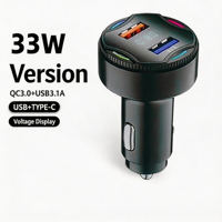 Chargeur de voiture rapide à double port USB KC-06 QC3.0 avec affichage de la tension et du courant, adaptateur de charge rapide pour voiture à double port USB