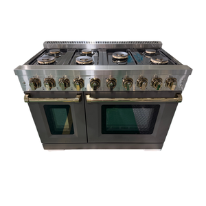 48 In. 7.0 Cu. Ft. Freestanding Dual Fuel Cooker 7 <b>Burner</b> Gas Cooktop <b>Electric</b> Convection Oven Stainless Steel Grey Household - Product Image 1