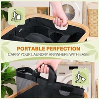 Pliable 3 Compartiments Panier À Linge Organisateur 145L Panier Avec Couvercle Pour Chambre Buanderie