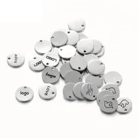 Silver Charms Charms Cheap Custom Brass Iron Engraved Logo Gold Silver Plated Brand Blank Round Metal Tag Jewelry Charms Tag For Bracelet