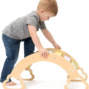 Children's climbing <b>frame</b> arch bridge style home baby exercise wooden climbing <b>frame</b> <b>play</b> small rocking chair solid wood - Product Image 3