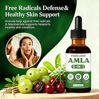 Vente Directe : Gouttes d'Extrait d'Amla 5-en-1 avec Acerola, Sureau, Acide Hyaluronique, Niacinamide – Complément Alimentaire Liquide