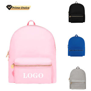 Sac à dos rose minimaliste avec logo personnalisé, fermeture éclair dorée, sac d'école esthétique, sac à dos imperméable en nylon pour ordinateur portable, grande capacité, pour elle - Product Image 1