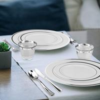Assiettes et couverts de fête en plastique argenté de 125 pièces pour mariages, réceptions, buffets-Service pour assiettes jetables