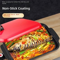 Gril électrique multifonctionnel coréen antiadhésif en maifanite avec thermostat réglable, plaque de cuisson Teppanyaki d'intérieur pour steak