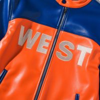 Blouson Bomber en Cuir PU Coupe-Vent et Imperméable, Color Block Personnalisé, Col Montant, Fermeture Éclair, Vêtement d'Extérieur Décontracté avec Broderie de Lettres