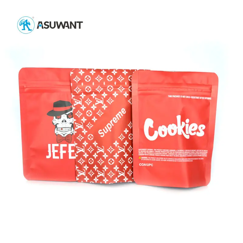 Impresión personalizada Comestible Embalaje Ziplock Foil Pouch 3,5G 7g 14g 1lb Gumbo Holographic Zip Lock Bolsa de Mylar a prueba de olores