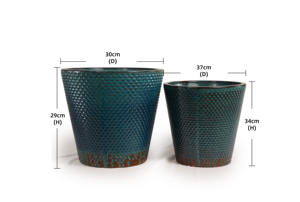 กระถางดอกไม้เซรามิกเคลือบเงา ทนทาน เป็นมิตรกับสิ่งแวดล้อม มีรูระบายน้ำ สีเขียวอมดำ ลายเกล็ดปลาขนาดเล็ก สำหรับปลูกต้นไม้ในร่ม - Product Image 3