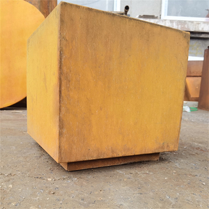 Pot de fleurs d'extérieur rustique minimaliste en acier corten carré, respectueux de l'environnement, pour plantes de jardin, avec finition non revêtue - Product Image 3