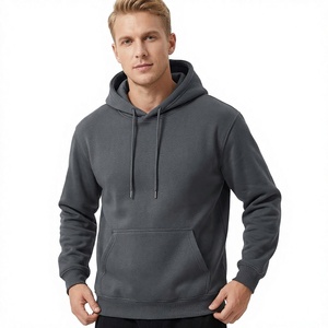 Sweat-shirt à capuche en molleton gris uni pour homme, coupe classique, design décontracté avec poche, vêtements d'automne, vêtements de sport d'hiver, 100% coton - Product Image 1