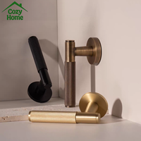 Serrure de porte à levier rond robuste de haute sécurité US, anti-crochetage, pour chambre et salle de bain, en laiton massif moleté, avec cylindre de confidentialité