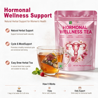 Teh Kesehatan Hormonal Wanita Rose Raspberry Herbal Alami Kantong Teh Piramid untuk Kulit Bercahaya