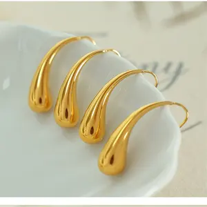 Werkspreis hochwertige individuell gestaltete Großhandel-Wassertropfen-Ohrringe Haken 18k-Gold-Edelstahl-Ohrringe