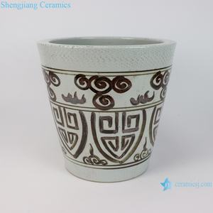 RZSX03-E Maceta Decorativa de Porcelana Roja Óxido, Diseño Clásico Griego Hecho a Mano, Duradera, para Jardín, Uso en Interiores/Exteriores - Product Image 3