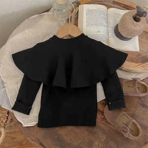 Child Star Circle Girls Sweater Full Sleeve Thick Warm Knitwear With Cape Design - Product Image 2