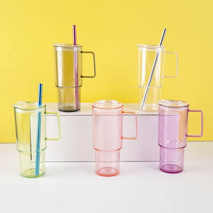 Mini vaso de plástico de 4oz con mango, vaso de plástico para fiesta, vaso de cerveza y pajita de acero inoxidable para niños - Product Image 1