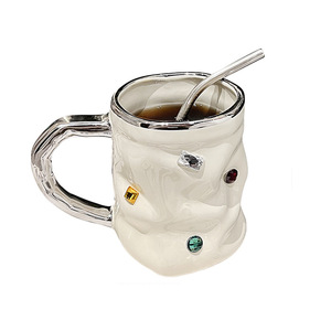 Nuova Tazza in Ceramica Artigianale con Gemme, Design Unico per <span class=keywords><strong>Caffè</strong></span>, Tazze Personalizzate per Feste, Moderna Tazza con Impugnatura - Product Image 1
