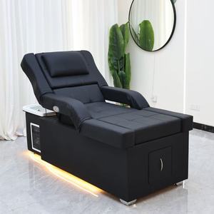 Sillón de Peluquería Syf con Respaldo Ajustable y Masaje de Pies, Mesa de Spa para Pedicura y Cabeza, Cama de Champú con Tira de Luz - Product Image 1
