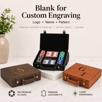 Ensembles de poker, cartes et dés en similicuir gravables au laser, avec logo personnalisé, jetons de poker, cartes à jouer et dés, avec étui en cuir, vierges pour gravure laser