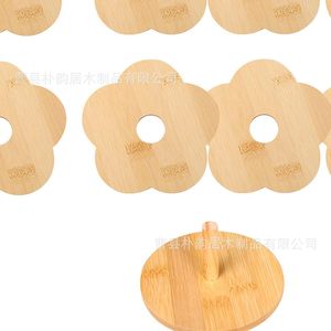 Juego de posavasos de bambú con base de almacenamiento, 6 piezas, alfombrilla aislante del calor para bebidas, protección de vajilla de estilo nórdico para el hogar - Product Image 4