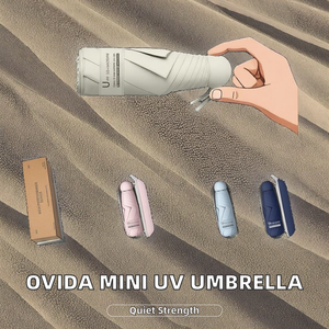 Parapluie de voyage minimaliste à cinq plis, petit et compact, protection solaire UV, léger, tube en fer, ouverture manuelle de poche - Product Image 2