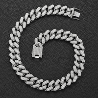 21MM audacieux et élégant hommes Masculin Fine Jewelry Collection Hip Hop Rhodium Argent Blanc Plaqué Chaînes cubaines