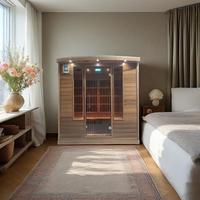 Sauna Portátil Big Bear para 4 Personas, Calentador de Carbono, Madera de Cedro Rojo, Ecológica, Ligera, Comercial, Moderna, para Uso en Interiores, Bajo EMF, Far
