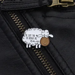 Épingles en émail Jésus 'Il est parti en mon aide' et 'Je vis pour Jésus', Broche Jésus Mouton, Badge de revers pour vêtements, Bijoux, Cadeaux pour amis - Product Image 6