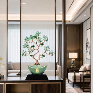Árbol de la Fortuna de Cristal, Adorno Feng Shui, Bonsái de Jade Verde, Cuenco del Tesoro de la Suerte, Regalo para Oficina, Hogar, Inauguración de Casa - Product Image 2