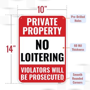 Tài sản cá nhân tùy chỉnh không có dấu hiệu lảng vảng-14*10 "Những người vi phạm nhôm sẽ bị truy tố-Cảnh báo kinh doanh & xâm phạm - Product Image 3