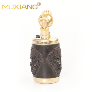 Muxiang Wooden Cigar <b>Lighter</b> Butane Gas Refill <b>Windproof</b> Solid Wood Carving Business Gift - Product Image 2