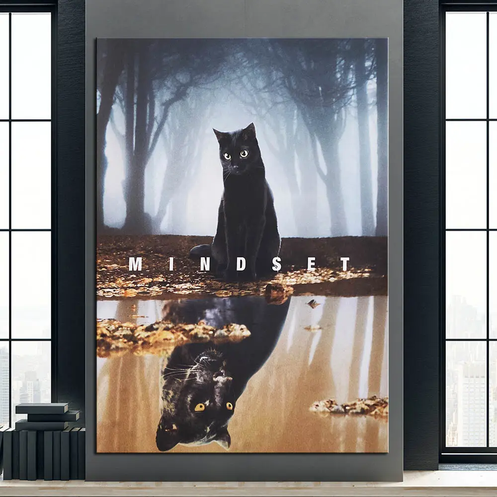 Pola Pikir Kucing atau Macan Tutul Dekorasi Rumah Gambar Dinding untuk Ruang Tamu Kanvas Lukisan Poster Film